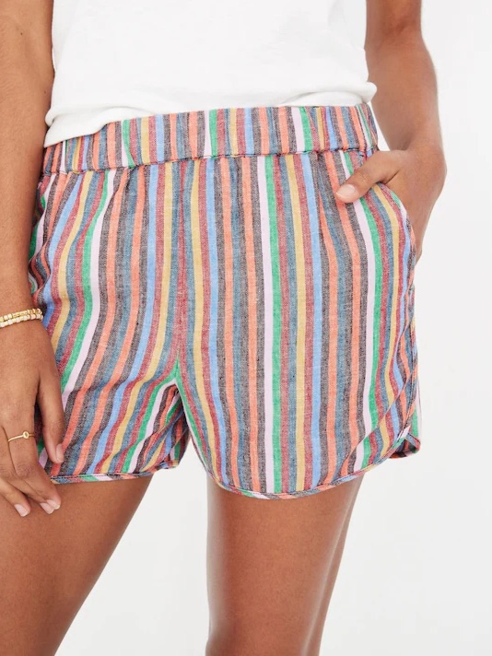 Madewell Multicolor Striped Pull On Cotton Shorts S
